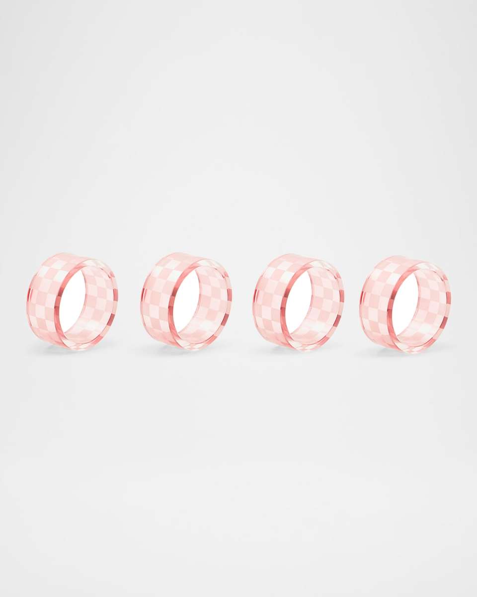 Pink Check Napkin Rings, Set of 4